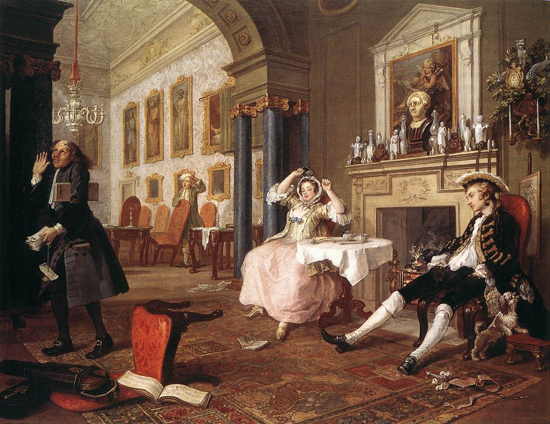 William Hogarth - The Tte  Tte from the Marriage  la Mode series (No. 2) - ca 1743 - National gallery, London