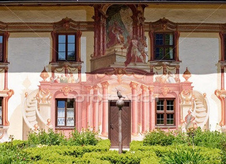 Pilatus Haus, Oberammergau, Bayern, 1774/75 - Lftlmalerei of Air Painting, trompe l'oeil