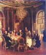 Adolf von Menzel - Tafelrunde Knig Friedrich II, 1850, publiek - origineel in brand verloren gegaan - kopie J. Tietze