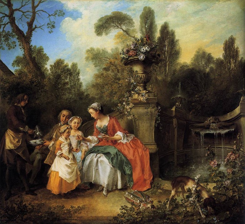 Lady and Gentleman with two Girls and a Servant - Lancret