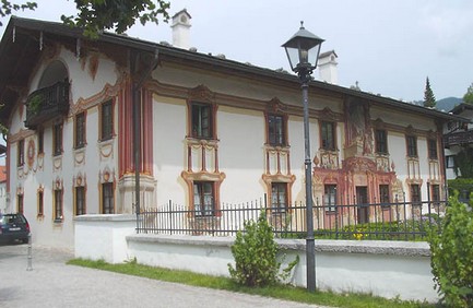 Pilatus Haus, Oberammergau, Bayern, 1774/75 - Lftlmalerei of Air Painting, trompe l'oeil