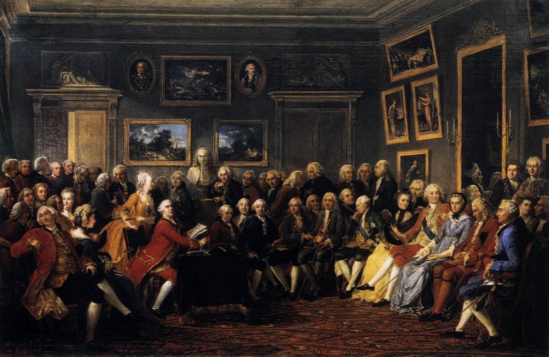 Anicet-Charles-Gabriel Lemonnier. Une soire littraire dans le salon de Madame Geoffrin -- 1755 -- Chteau de Malmaison, France